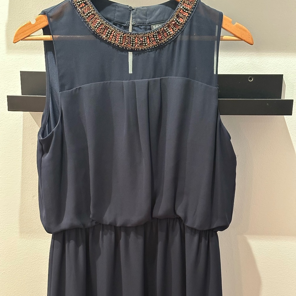 Elegance Needle & Thread  Sequin Embroidered navy Dress